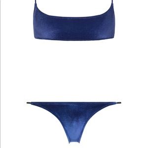 TRIANGLE VELVET NAVY BIKINI